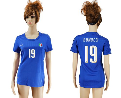 Women's Italy #19 Bonucci Home Soccer Country Jersey - Click Image to Close